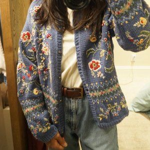 Talbott Floral Emroidery Sweater/Cardigan